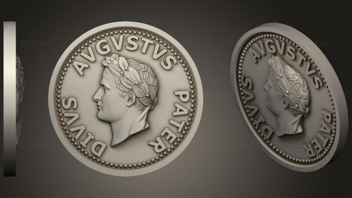 Монеты (Монета Божественного Отца Августа, MN_0020) 3D модель для ЧПУ станка