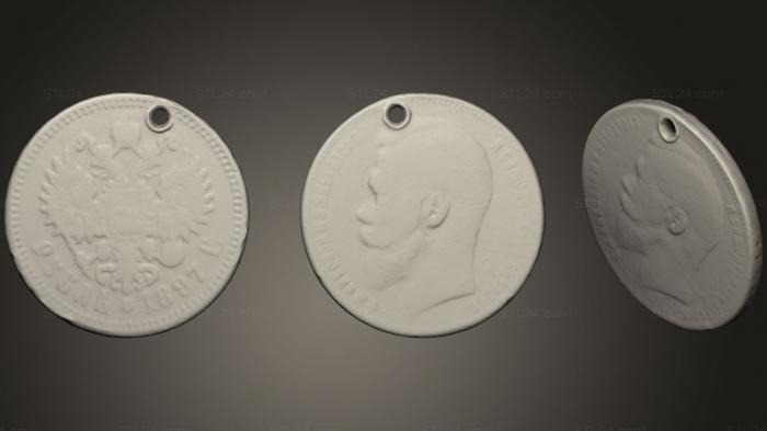 Монеты (Монета императора Николая II 1897 года, MN_0022) 3D модель для ЧПУ станка