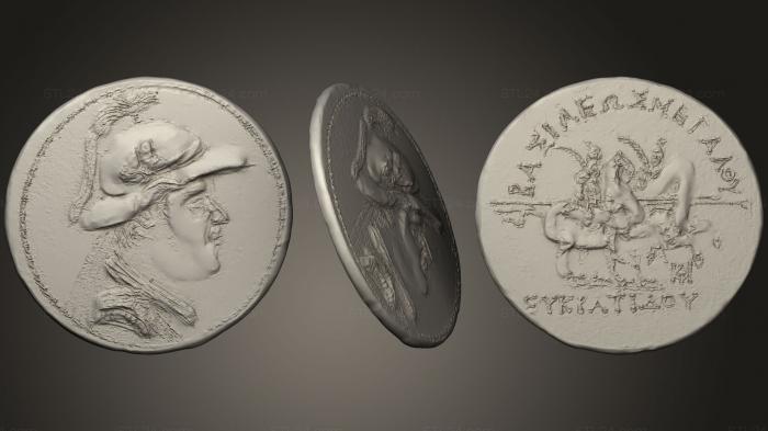 Монеты (Монета царя Бактрии Эвкратида I, MN_0025) 3D модель для ЧПУ станка