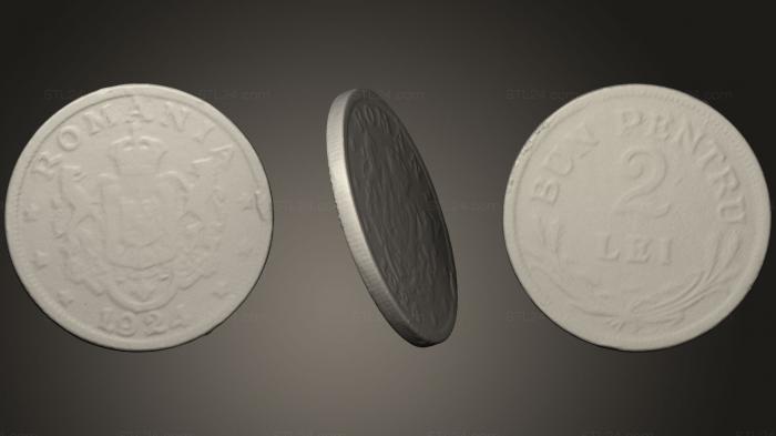 Монеты (Монета Королевства Румыния 1924 года, MN_0026) 3D модель для ЧПУ станка