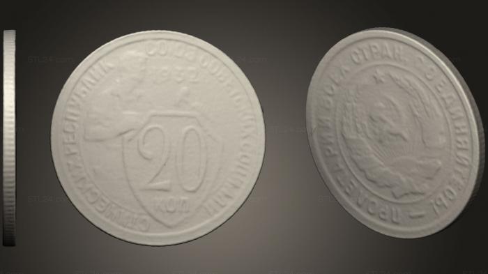 Монеты (Монета Советского Союза 1932 года, MN_0028) 3D модель для ЧПУ станка