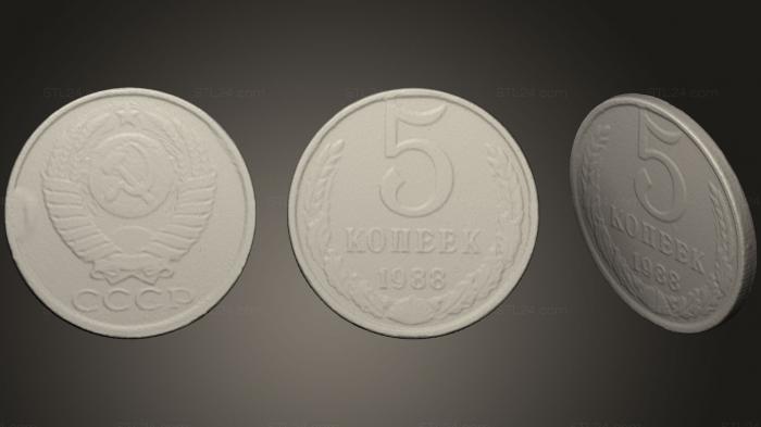 Монеты (Монета Советского Союза 1988 года, MN_0034) 3D модель для ЧПУ станка