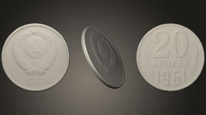 Монеты (Монета Советского Союза 196120 монета, MN_0037) 3D модель для ЧПУ станка