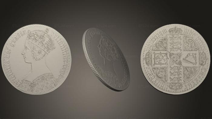 Монеты (Корона королевы Великобритании 1847, MN_0042) 3D модель для ЧПУ станка