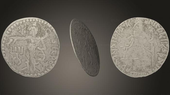 Монеты (Динар Канишки I 100 144 года н. э., MN_0043) 3D модель для ЧПУ станка
