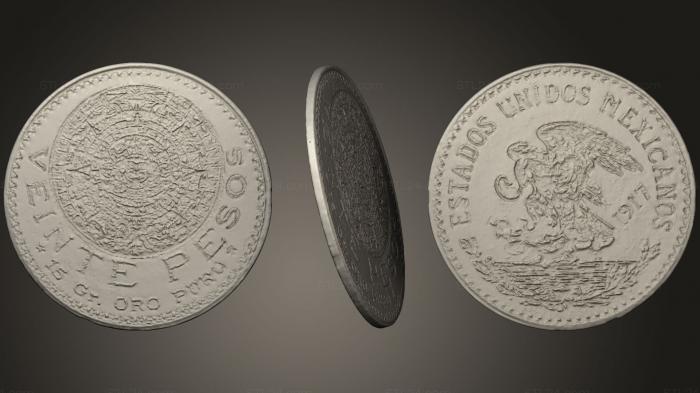 Монеты (Монета сокровищ Мексики 1917 года, MN_0063) 3D модель для ЧПУ станка