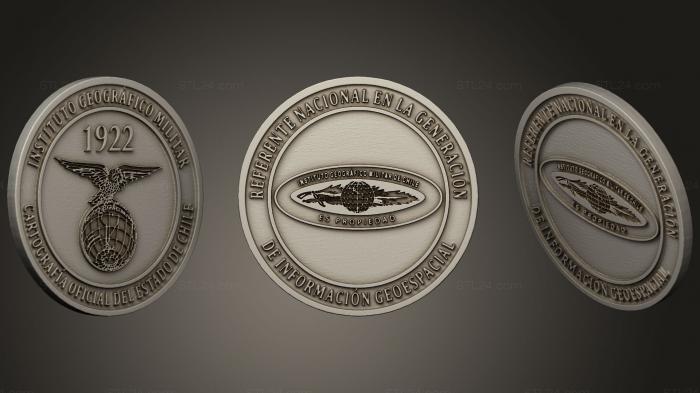 Монеты (Moneda Instituto Geografico Militar de Chile, MN_0075) 3D модель для ЧПУ станка