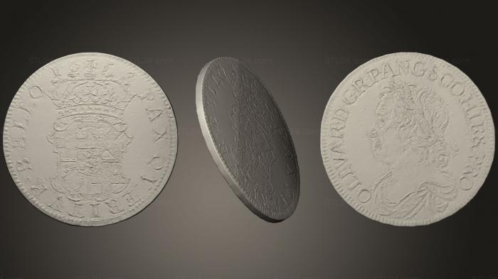Монеты (Серебряная корона Оливера Кромвелла 1658, MN_0087) 3D модель для ЧПУ станка