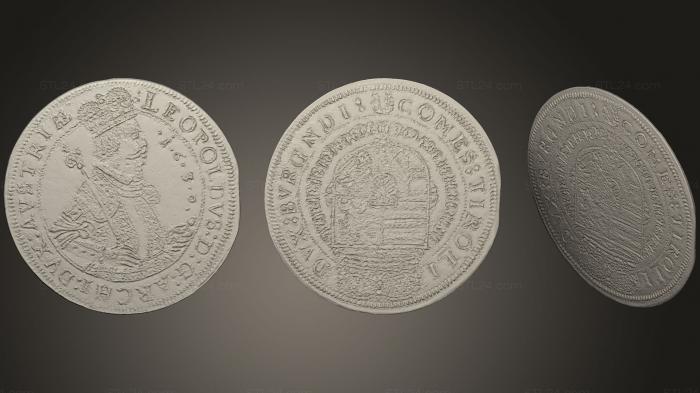 Монеты (Серебряная монета Австрии 1630 года, MN_0096) 3D модель для ЧПУ станка