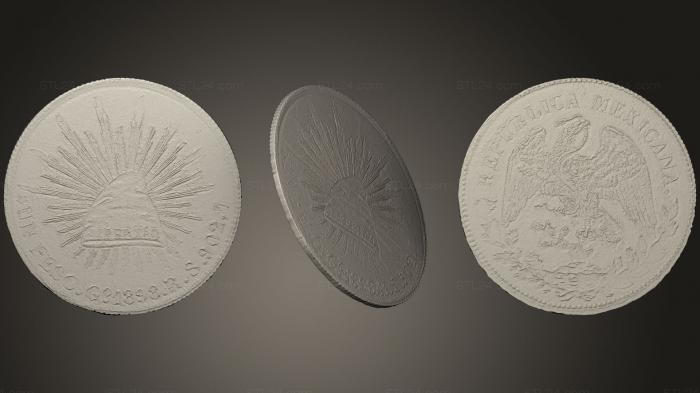 Монеты (Серебряная монета Мексики 1898 года, MN_0097) 3D модель для ЧПУ станка