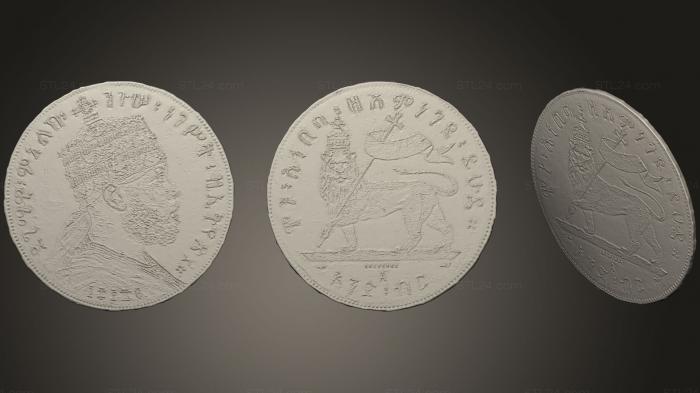 Монеты (Серебряная монета императора Эфиопии 1889 года, MN_0099) 3D модель для ЧПУ станка