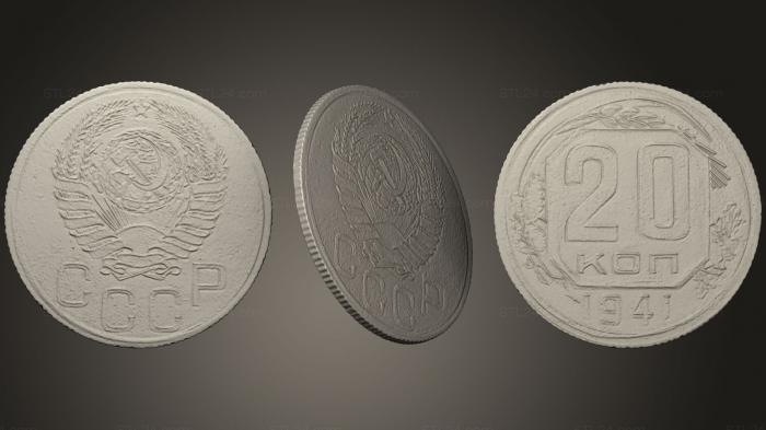 Монеты (Монета времен Второй мировой войны 1941 года, MN_0118) 3D модель для ЧПУ станка