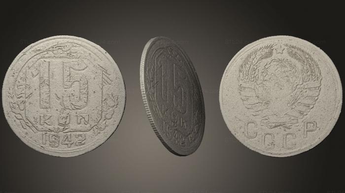 Монеты (Монета Второй мировой войны 1942 года, MN_0119) 3D модель для ЧПУ станка
