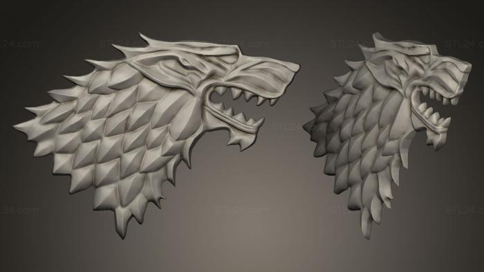 Masks and muzzles of animals (Game Of Throne Stark Amulet, MSKJ_0019) 3D models for cnc
