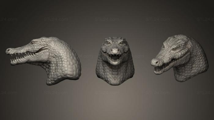 Masks and muzzles of animals (Crocodile Humanoid Head, MSKJ_0061) 3D models for cnc