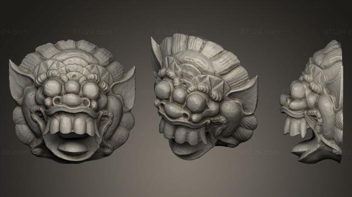 Маски и морды животных (Индонезийская маска монстра, MSKJ_0064) 3D модель для ЧПУ станка