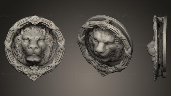 Маски и морды животных (Украшение двери льва, MSKJ_0067) 3D модель для ЧПУ станка