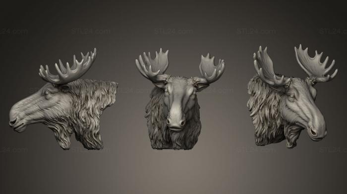Маски и морды животных (Художественное украшение - Лось, MSKJ_0074) 3D модель для ЧПУ станка