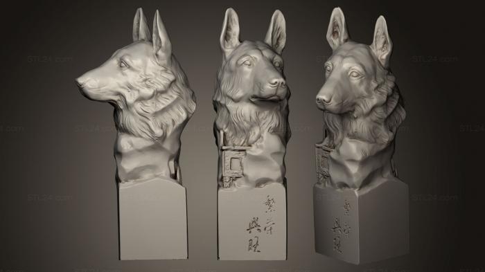 Masks and muzzles of animals (Statues of Dog Dead, MSKJ_0139) 3D models for cnc
