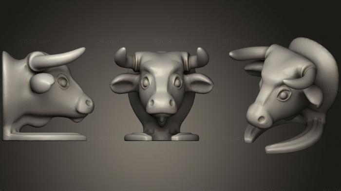 Маски и морды животных (Статуя головы Быка На подставке, MSKJ_0163) 3D модель для ЧПУ станка