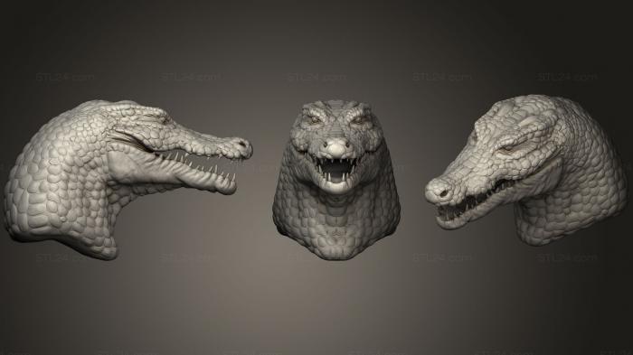 Masks and muzzles of animals (Crocodile Humanoid Head, MSKJ_0175) 3D models for cnc