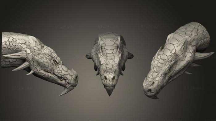 Маски и морды животных (Скульптура Головы Дракона 01, MSKJ_0184) 3D модель для ЧПУ станка