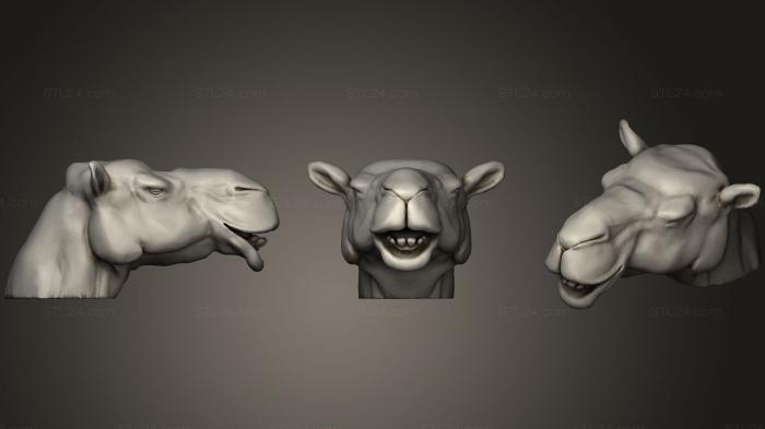 Маски и морды животных (Низкополигональная верблюжья голова дромадера, MSKJ_0186) 3D модель для ЧПУ станка