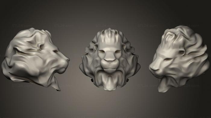 Маски и морды животных (Статуя-бюст с львиной головой, MSKJ_0216) 3D модель для ЧПУ станка