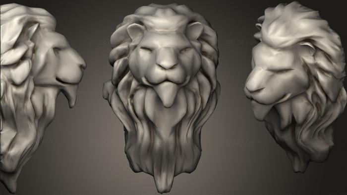 Маски и морды животных (Lion Head Lowpoly Фиксированный, MSKJ_0219) 3D модель для ЧПУ станка