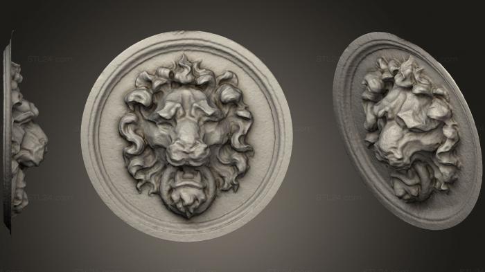 Маски и морды животных (Настенная вешалка с львиной головой, MSKJ_0224) 3D модель для ЧПУ станка