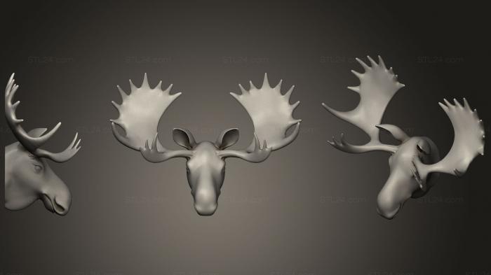 Маски и морды животных (Голова лося для, MSKJ_0239) 3D модель для ЧПУ станка