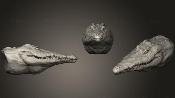 Masks and muzzles of animals (Crocodile 2 56, MSKJ_0277) 3D models for cnc