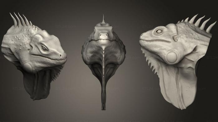 Маски и морды животных (Голова Игуаны Кабеза Игуана 2, MSKJ_0310) 3D модель для ЧПУ станка