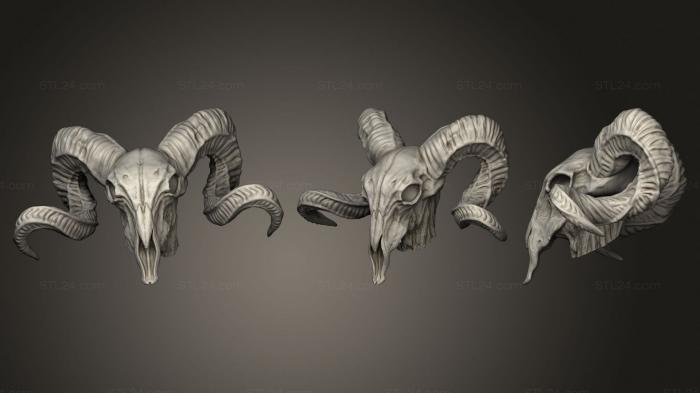 Маски и морды животных (Череп Друида Кеоградана с Волками, MSKJ_0312) 3D модель для ЧПУ станка
