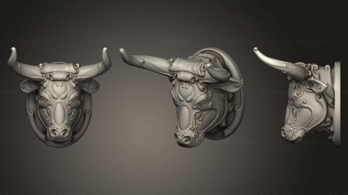 Маски и морды животных (Декоративный бык, MSKJ_0338) 3D модель для ЧПУ станка