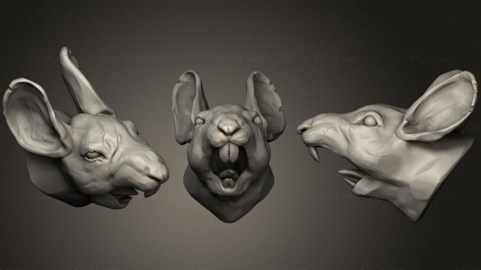 Masks and muzzles of animals (Screaming Rat 2, MSKJ_0358) 3D models for cnc