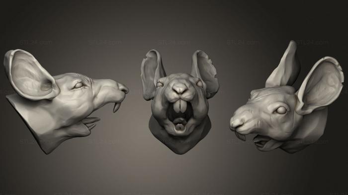 Masks and muzzles of animals (Screaming Rat, MSKJ_0360) 3D models for cnc