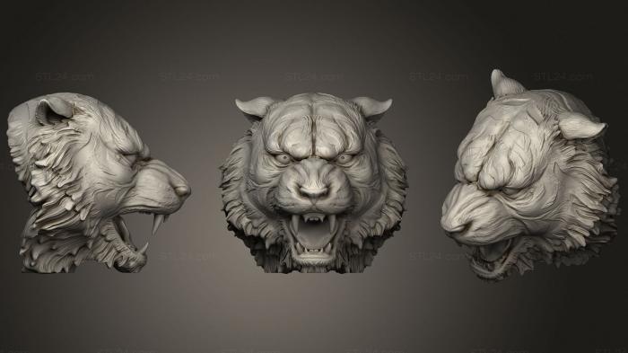 Маски и морды животных (Голова тигры, MSKJ_0380) 3D модель для ЧПУ станка