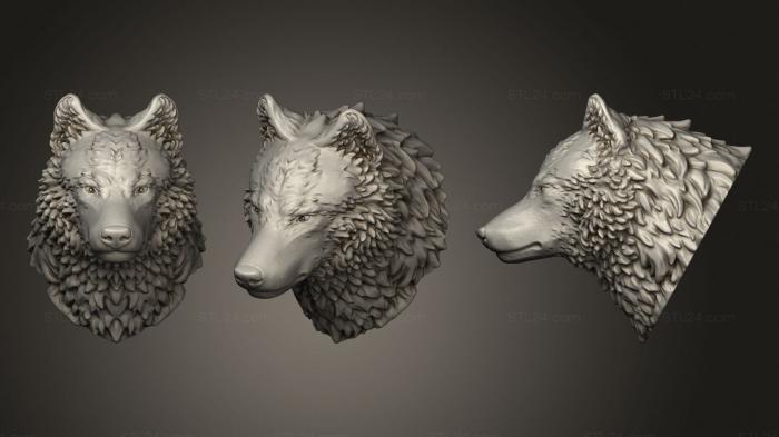 Маски и морды животных (Волчья голова 123, MSKJ_0386) 3D модель для ЧПУ станка
