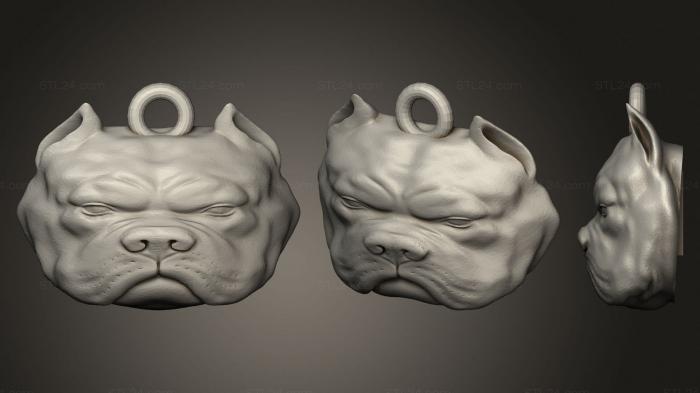 Masks and muzzles of animals (Bulldog Head Keychain, MSKJ_0403) 3D models for cnc