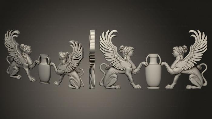 Symmetrycal onlays (Griffins with a jug, NKS_1349) 3D models for cnc