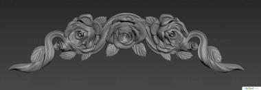 Symmetrycal onlays (Three-rose version of the decor, NKS_1359) 3D models for cnc