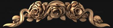 Symmetrycal onlays (Three-rose version of the decor, NKS_1359) 3D models for cnc