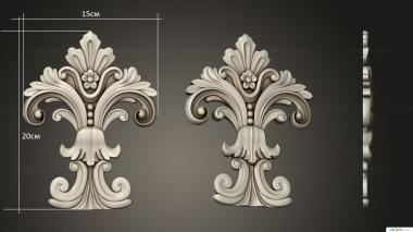 Symmetrycal onlays (Central decoration with a flower, NKS_1388) 3D models for cnc