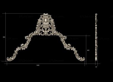 Symmetrycal onlays (Carved wall cover or headboard of a carved bed, NKS_1401) 3D models for cnc