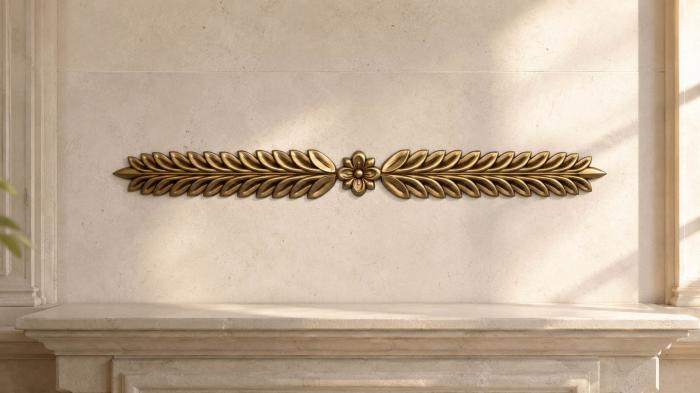 Onlays (Linear ornament with laurel leaves and central flower, NK_0490) 3D models for cnc