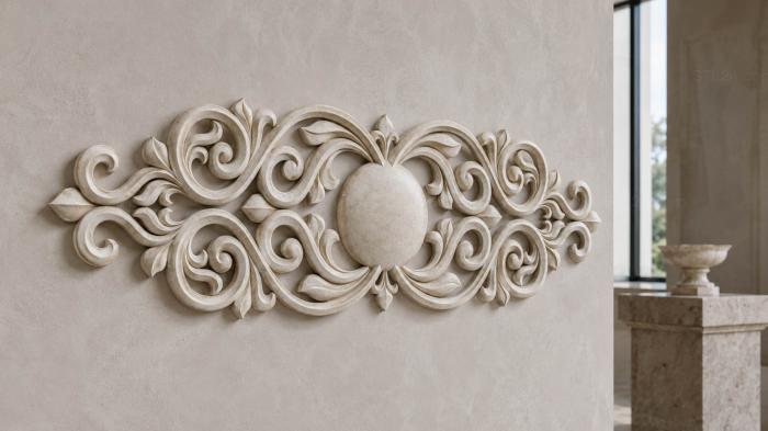 Onlays (Ornament with central medallion and baroque scrolls, NK_0496) 3D models for cnc