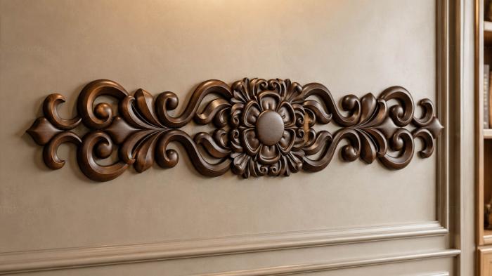 Onlays (Central ornament with rosette and symmetrical curls, NK_0500) 3D models for cnc