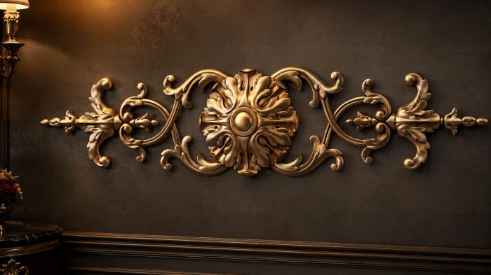Onlays (Classic overlay with foliate relief and arrows, NK_0514) 3D models for cnc