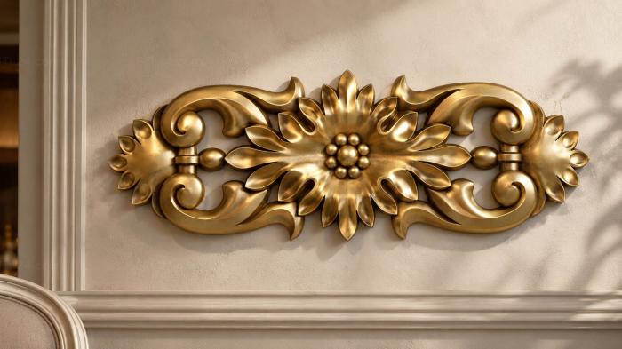 Onlays (Relief decor with flower and volutes, NK_0516) 3D models for cnc
